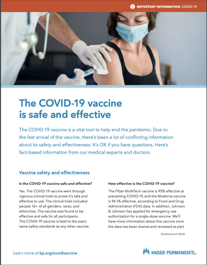 COVID-19 vaccine Safe and Effective